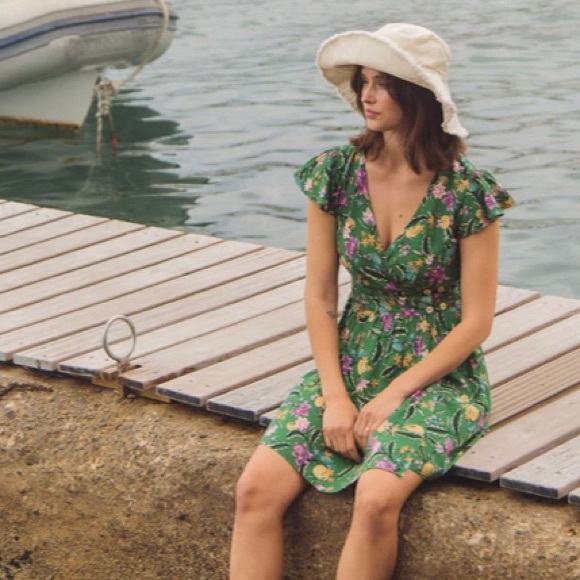 Adele Mini Dress Tamga Designs Wrap CottageCore Sustainable Small Business - Picture 4 of 6